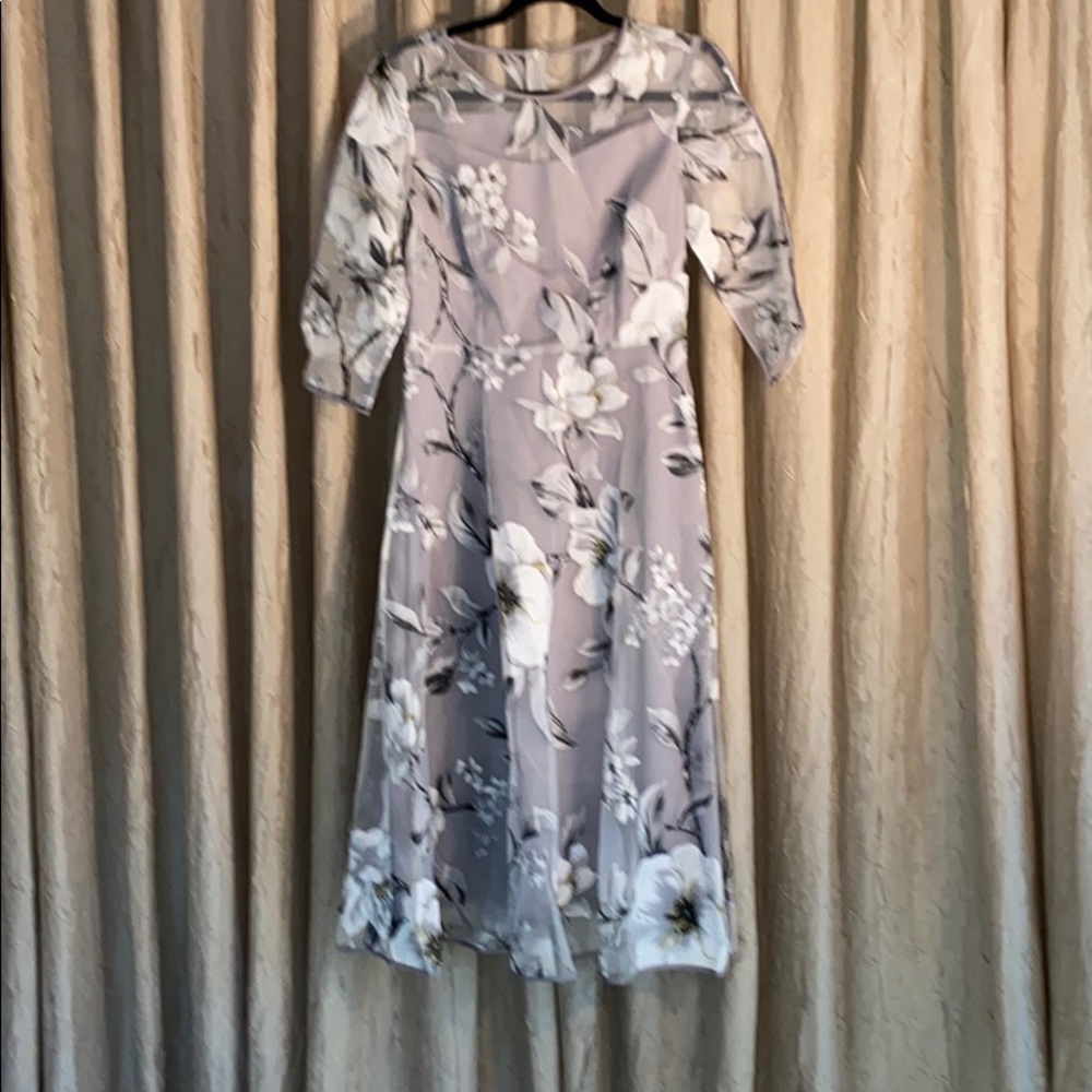 Gray Floral Party Dress